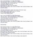 Lyrics to the song &ldquo;Here Come the Hawks.&rdquo; (Courtesy of Jerry Kasper)